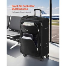 28-Inch Softside Expandable Luggage with Spinner Wheels Checked Suitcase Black