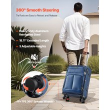20-Inch Softside Expandable Luggage with Spinner Wheels Carry on Suitcase Blue