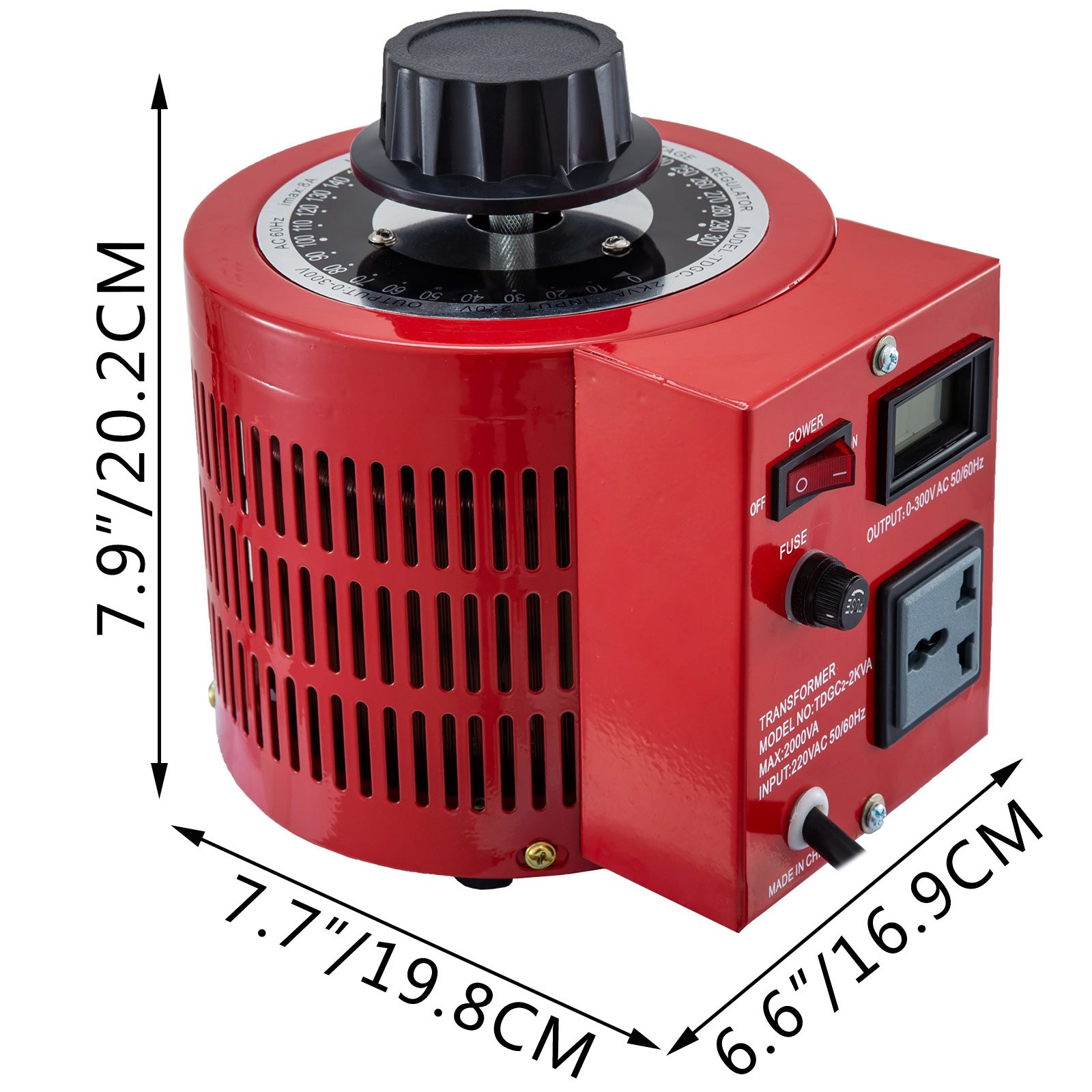 Variable Transformer 2000VA Power Supply Voltage Transformer Converter 0-300V 220V AC 50 Hz