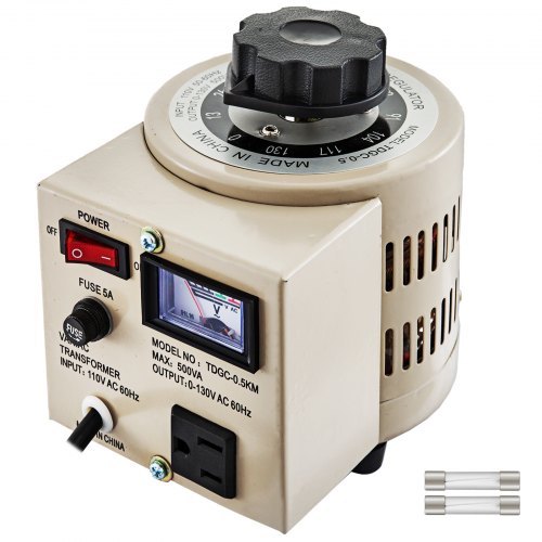 Variac Transformer Variable 500va Ac Voltage Regulator Metered 0-130v 110v