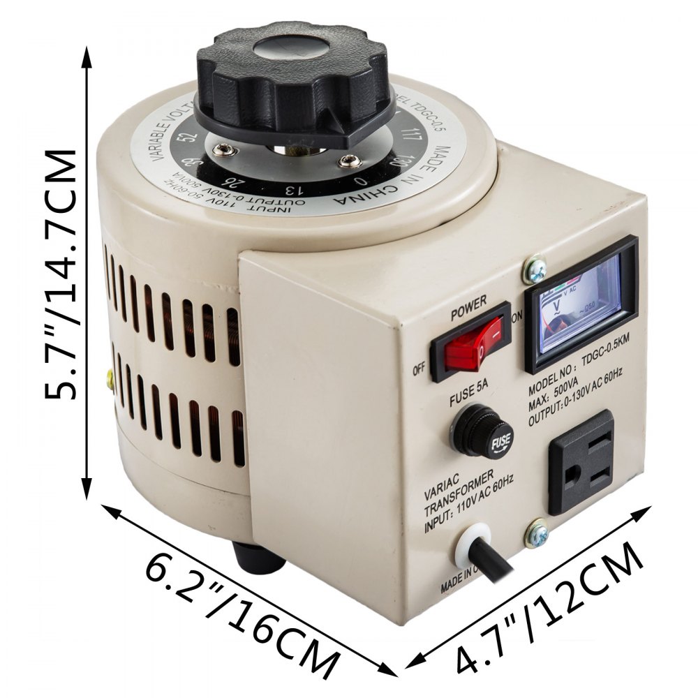 Variac Transformer Variable 500va Ac Voltage Regulator Metered 0-130v 110v