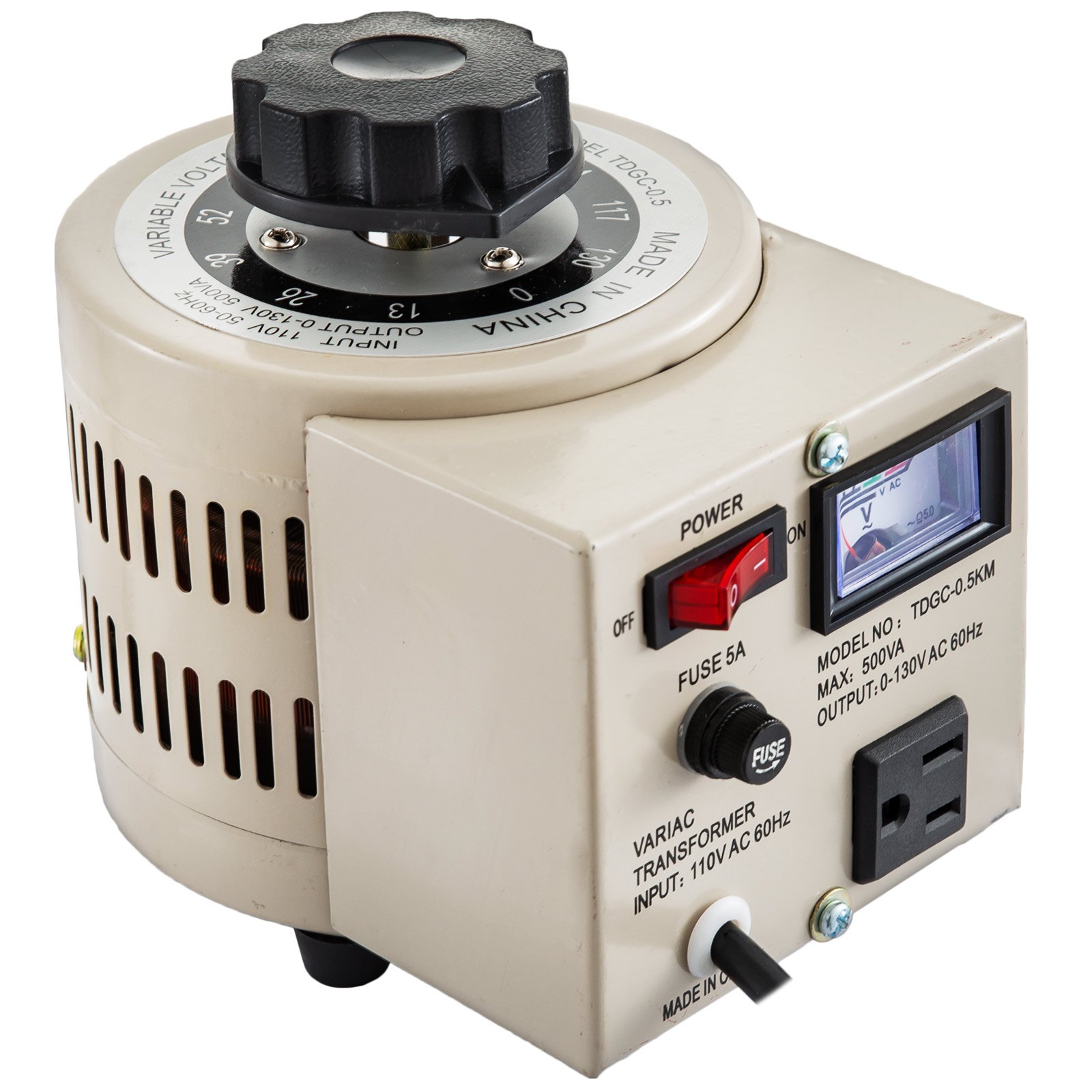 Variac Transformer Variable 500va Ac Voltage Regulator Metered 0-130v 110v