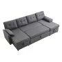 VEVOR U-formad bäddsoffa, bäddsoffa med 2 sidofack, 2 kuddar och dubbel schäslong, utdragbar bäddsoffa med 6 platser och stor förvaringskapacitet för vardagsrum, lägenhet, metallram, grå