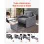 VEVOR Sleeper Sofa Bed, Convertible Sleeper Bed with Side Pocket, Pillow, Armrest and Desk Board, 5 Adjustable Angles Backrest, Single Pull Out Sofa Couch with 2 Wheels and Bottom Storage, Gray
