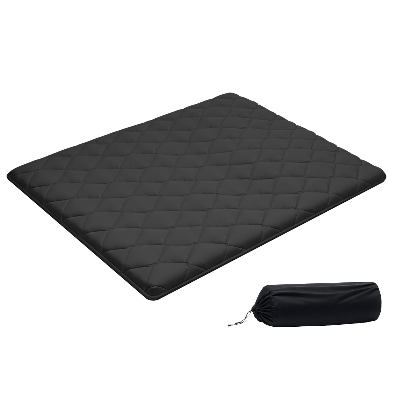 VEVOR Japanese Tatami Mat, Queen Size Foldable Japanese Tatami Mattress, Futon Mattress with Storage Bag & Fastener, 9-Layer Floor Mat for Sleeping, Dorm, Meditation, Yoga, 2032 x 1524 x 89 mm, Black