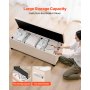 VEVOR Storage Ottoman Bench, Button-Tufted End of Bed Bench with Side Bags, Flip-up Upholstered Storage Chest with Metal Frame, Linen Bed Ottoman for Living Room, Bedroom, Entryway, Office, Beige