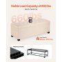 VEVOR Storage Ottoman Bench, Button-Tufted End of Bed Bench with Side Bags, Flip-up Upholstered Storage Chest with Metal Frame, Linen Bed Ottoman for Living Room, Bedroom, Entryway, Office, Beige
