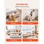 VEVOR Storage Ottoman Bench, Button-Tufted End of Bed Bench with Side Bags, Flip-up Upholstered Storage Chest with Metal Frame, Linen Bed Ottoman for Living Room, Bedroom, Entryway, Office, Beige