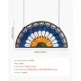 VEVOR Stained Glass Window Panel, 36 x 18 in, Tiffany Style Hanging Transom Window Panel with Chain, Large Half-Round Stain Glass Hanging, Vintage Traditional Art Handcrafts for Kitchen Home Decor