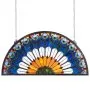 VEVOR Stained Glass Window Panel, 36 x 18 in, Tiffany Style Hanging Transom Window Panel with Chain, Large Half-Round Stain Glass Hanging, Vintage Traditional Art Handcrafts for Kitchen Home Decor