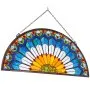 VEVOR Stained Glass Window Panel, 36 x 18 in, Tiffany Style Hanging Transom Window Panel with Chain, Large Half-Round Stain Glass Hanging, Vintage Traditional Art Handcrafts for Kitchen Home Decor