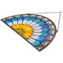 VEVOR Stained Glass Window Panel, 36 x 18 in, Tiffany Style Hanging Transom Window Panel with Chain, Large Half-Round Stain Glass Hanging, Vintage Traditional Art Handcrafts for Kitchen Home Decor