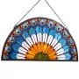 VEVOR Stained Glass Window Panel, 36 x 18 in, Tiffany Style Hanging Transom Window Panel with Chain, Large Half-Round Stain Glass Hanging, Vintage Traditional Art Handcrafts for Kitchen Home Decor