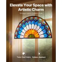 Stained Glass Tiffany Style Hanging Window Panel with Chain 36 x 18 Inches