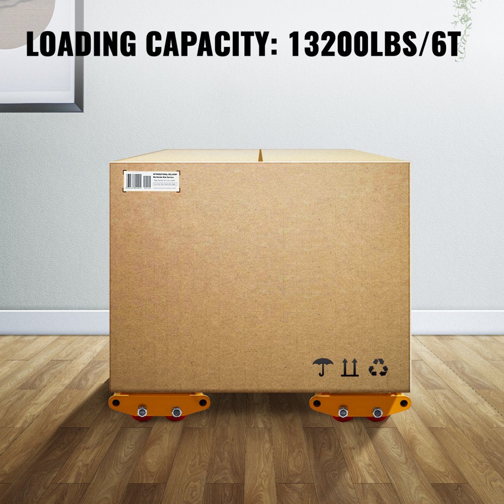 VEVOR Machinery Mover Machinery Skate Dolly 6T, w/ 360° Rotation, 4pcs in Yellow