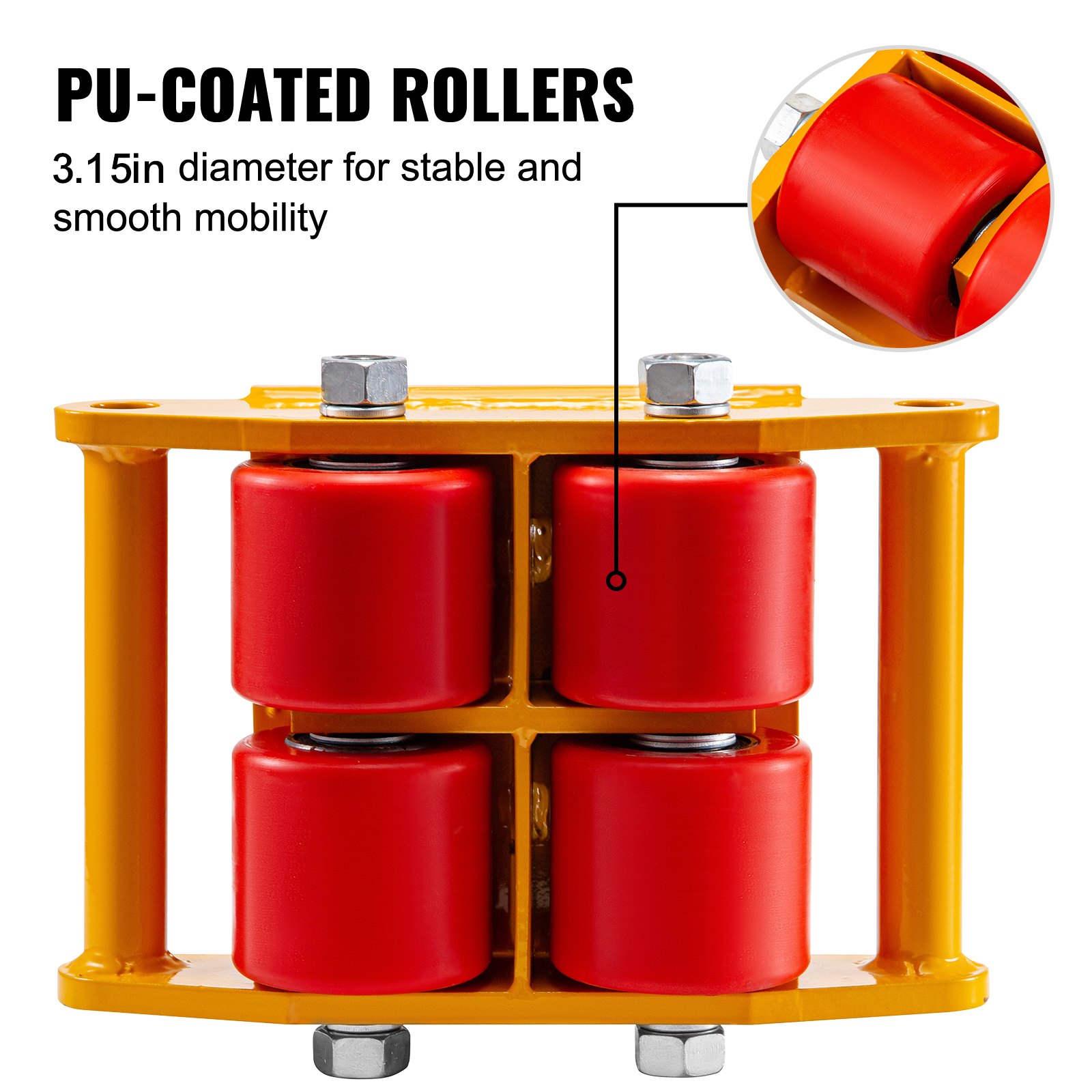 VEVOR Machinery Mover Machinery Skate Dolly 6T, w/ 360° Rotation, 4pcs in Yellow