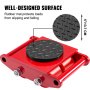 VEVOR Machinery Mover Machinery Skate Dolly 6T w/ 360° Rotation Cap, 4pcs in Red