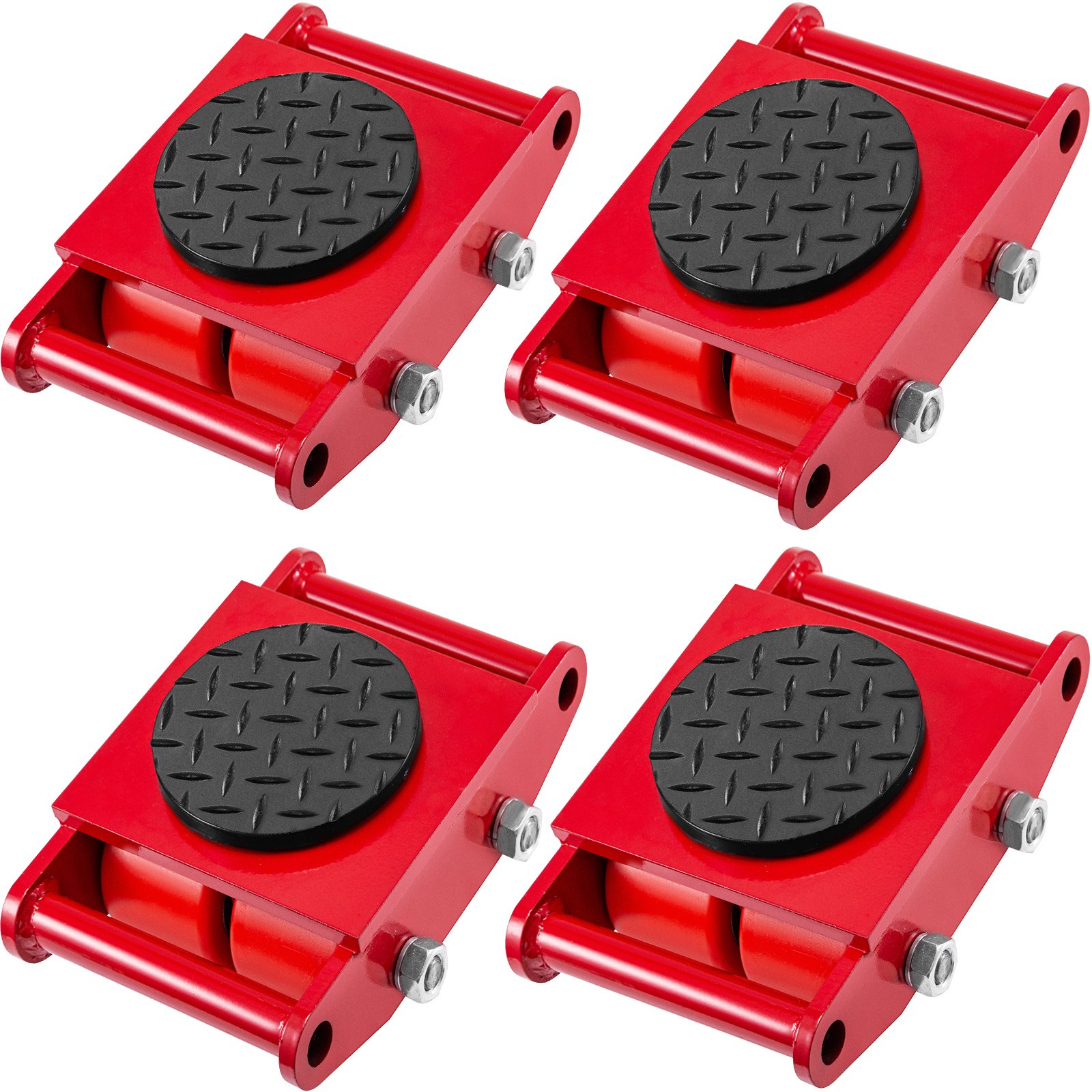 VEVOR 4pcs Machinery Mover, 6T Machinery Skate Dolly, 13200lbs Machinery Moving Skate, Machinery Mover Skate w/ 360° Rotation Cap and 4 Rollers, Heavy Duty Industrial Moving Equipment, Red