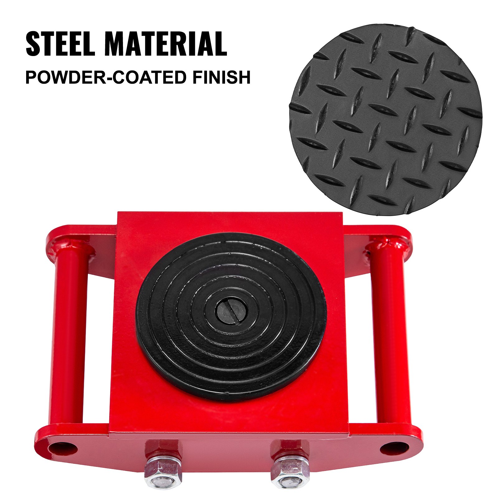 VEVOR 4pcs Machinery Mover, 6T Machinery Skate Dolly, 13200lbs Machinery Moving Skate, Machinery Mover Skate w/ 360° Rotation Cap and 4 Rollers, Heavy Duty Industrial Moving Equipment, Red