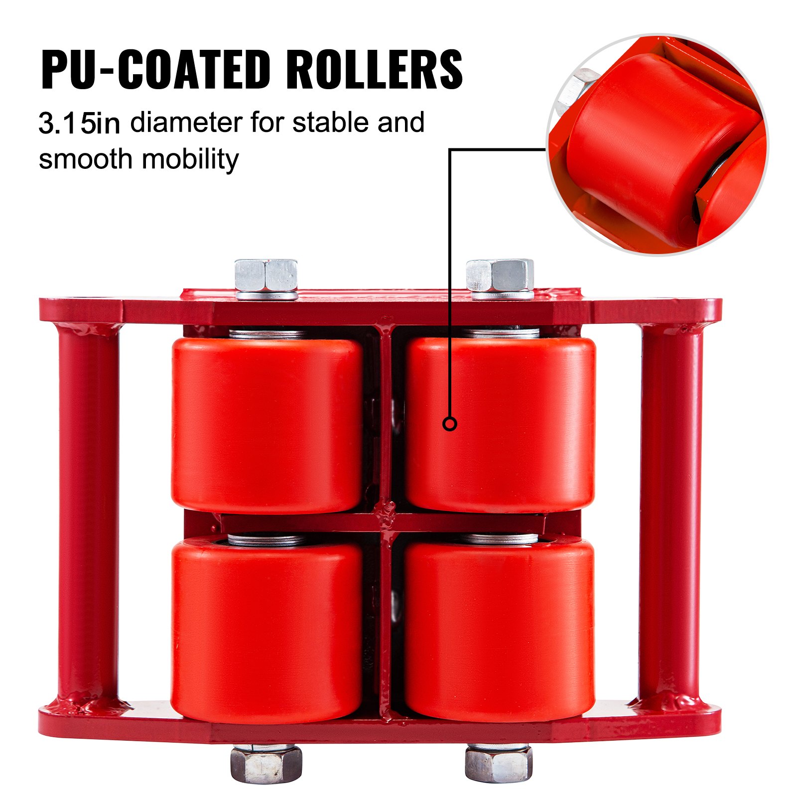 VEVOR 4pcs Machinery Mover, 6T Machinery Skate Dolly, 13200lbs Machinery Moving Skate, Machinery Mover Skate w/ 360° Rotation Cap and 4 Rollers, Heavy Duty Industrial Moving Equipment, Red