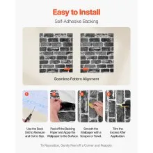 VEVOR Peel and Stick Wallpaper 17.7x393.7 in Gray Brick Waterproof for Bedroom