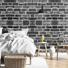 VEVOR Peel and Stick Wallpaper 17.7x393.7 in Gray Brick Waterproof for Bedroom