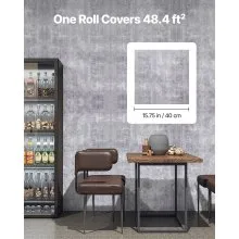 VEVOR Peel and Stick Wallpaper, 40cm x 15m Contact Paper Waterpoof Self Adhesive, Easy to Clean Wall Decorative Vinyl Roll for Bedroom Kitchen Office Bathroom,Dark Gray Industrial Style