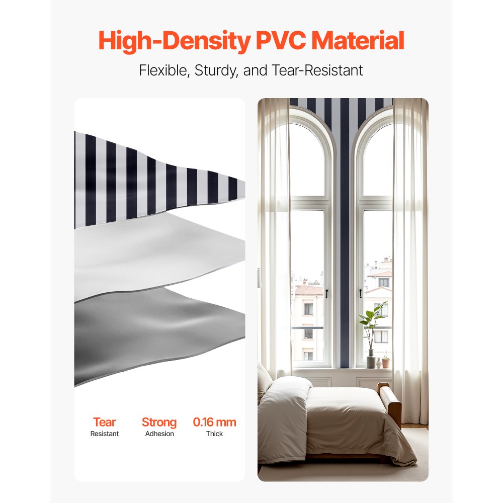 VEVOR Peel and Stick Wallpaper, 45cm x 15m Contact Paper Black White Modern Geometric Waterpoof Self Adhesive, Easy to Clean Wall Decorative Vinyl Roll for Bedroom Kitchen Office Bathroom