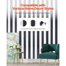 VEVOR Peel and Stick Wallpaper 17.7x590.5 in Black White Geometric Waterproof