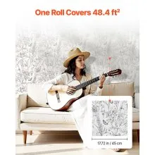 VEVOR Peel and Stick Wallpaper 17.7x393.7 in White Botanical Floral Waterproof