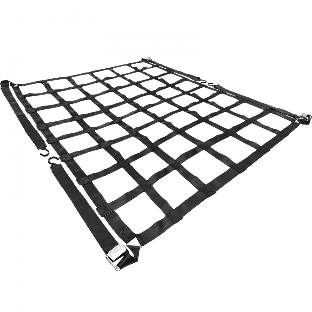 VEVOR Cargo Net with Mesh, Truck Bed Cargo Net Capacity 1100LBS, Heavy Duty Cargo Nets with Cam Buckles & S-Hooks for Pickup Trucks (6.8 x 4.1 ft)
