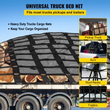 8' X 6.7' Cargo Net With Mesh Truck Bed Cargo Net Capacity 1100lbs Heavy Duty