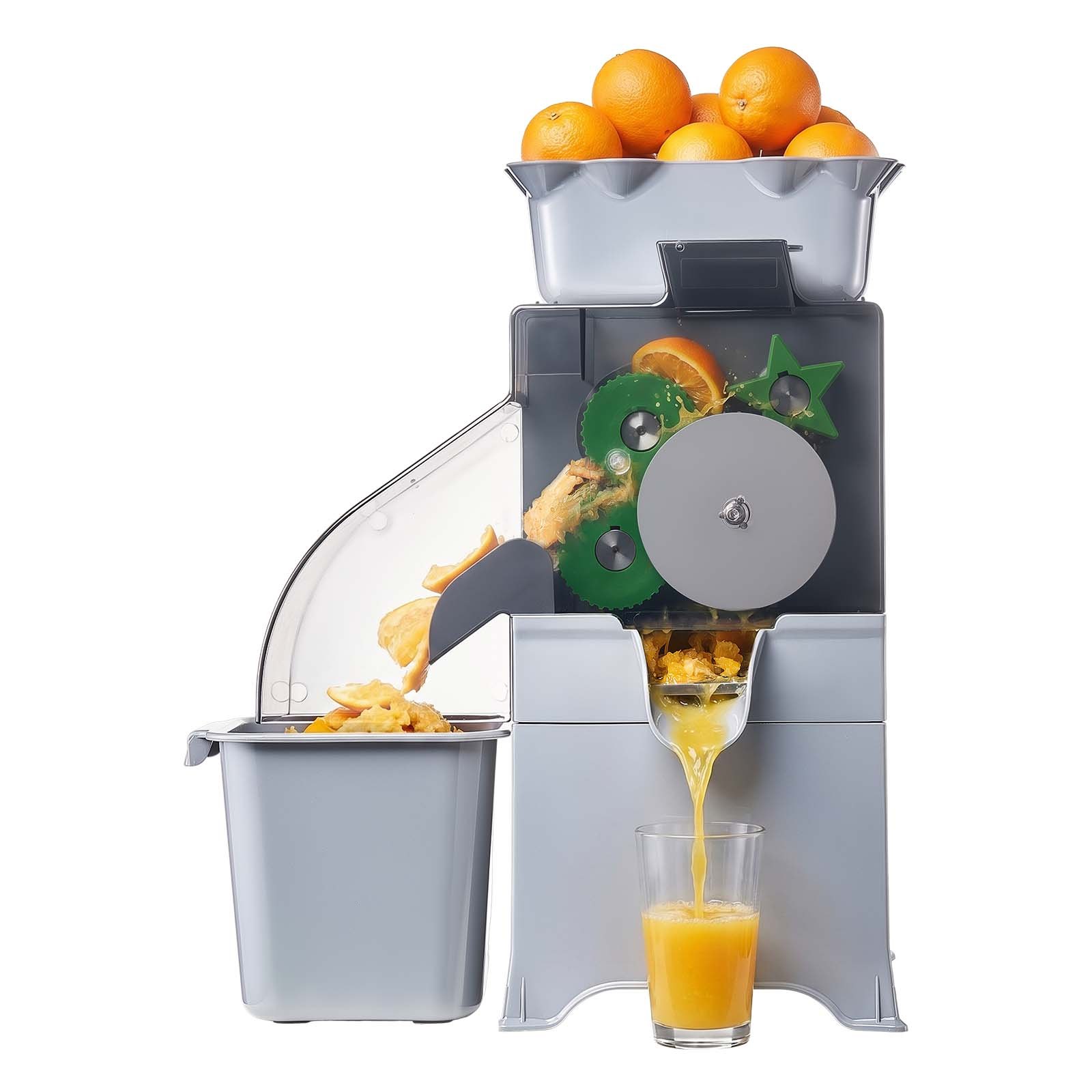 VEVOR Commercial Orange Juicer Machine, Slow Masticating Juicer Extractor, 100W Electric Orange Juice Squeezer, Lemon Citrus Pomegranates Extractor, with Peel Collecting Bucket and PC Cover