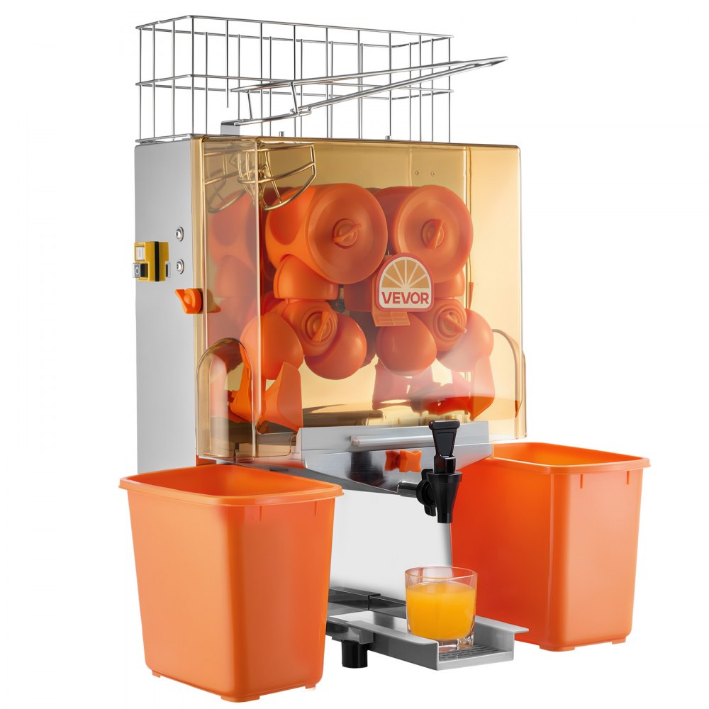 VEVOR Commercial Orange Juicer Machine, 120W Electric Orange Juice Press, Stainless Steel Orange Squeezer for 20 per Minute, Lemon Citrus Pomegranates Extractor with Water Tap, Peels Collecting Bucket