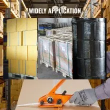 VEVOR Banding Strapping Kit with Strapping Tensioner Tool, 328 ft Length Woven Strapping Cord Band, 100 Metal Seals, Pallet Packaging Strapping Banding Kit, Banding Packaging Strapping for Packing