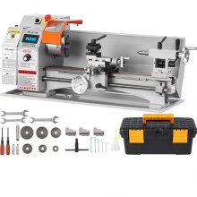 VEVOR Mini Metal Lathe Machine, 7'' x 16'', 800W Precision Benchtop Power Metal Lathe, 150-2500 RPM Continuously Variable Speed, with 3.9'' 3-jaw Metal Chuck Tool Box for Processing Precision Parts