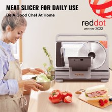 VEVOR Meat Slicer, 45W Electric Deli Slicer with Two 7.5" Stainless Steel Removable Blade, 0-15 mm Adjustable Thickness for Home Use, Child Lock Protection, Food Slicer Machine for Meat Cheese Bread