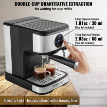 VEVOR Espresso Machine, 15 Bar Coffee and Espresso Maker with Milk Frother Steam Wand, Professional Semi-Automatic Cappuccino Latte Machine with Touch Screen & Removable Water Tank, NTC Control System