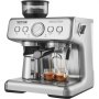 Espresso kávovar VEVOR s mlýnkem, poloautomatický espresso kávovar 15 barů s napěňovačem mléka, parní tryskou, odnímatelnou nádržkou na vodu a tlakoměrem pro cappuccino, latte, machiato, PID regulačním systémem