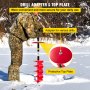 VEVOR Ice Drill Auger, 6\" Diameter Nylon Ice Auger, 39\" Length Ice Auger Bit,Auger Drill with 11.8\" Extension Rod,Auger Bit with Drill Adapter,Top Plate & Blade Guard for Ice Fishing Ice Burrowing