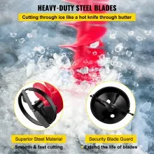 VEVOR Ice Drill Auger, 6\" Diameter Nylon Ice Auger, 39\" Length Ice Auger Bit,Auger Drill with 11.8\" Extension Rod,Auger Bit with Drill Adapter,Top Plate & Blade Guard for Ice Fishing Ice Burrowing