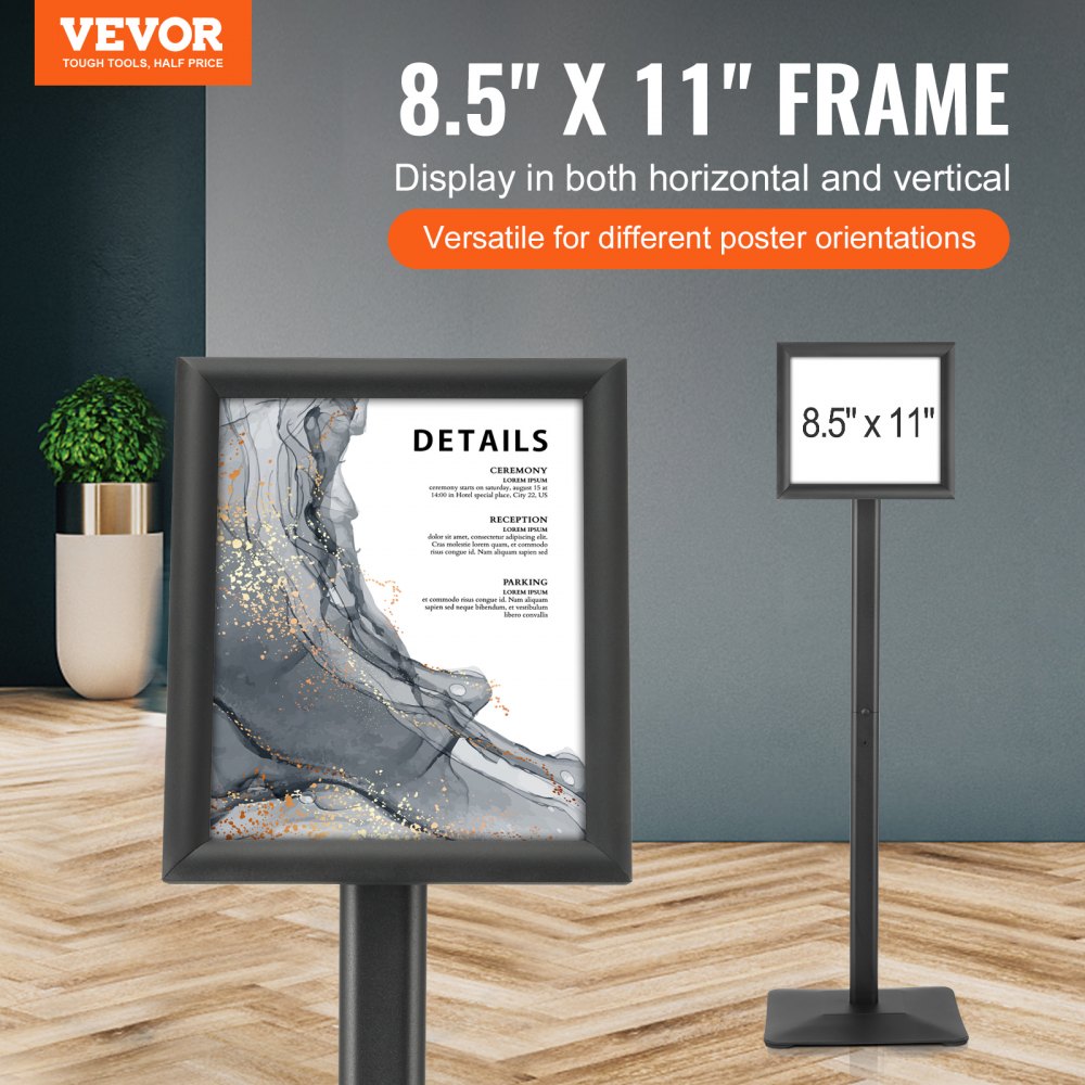 Poster Stand for Display Pedestal Sign Stand,Adjustable Floor Standing Sign  Holder,Heavy Duty Banner Stand with Base Height Up to 75 inch Double-Sided