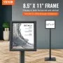 VEVOR Pedestal Sign Holder, 8.5 x 11 Inch Vertical and Horizontal Adjustable Poster Stand, Heavy-Duty Floor Standing Sign Holder with Metal Base for Display, Advertisement, and Outdoor, Black