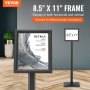 VEVOR Pedestal Sign Holder, 8.5 x 11 Inch Vertical and Horizontal Adjustable Poster Stand, Heavy-Duty Floor Standing Sign Holder with Metal Base for Display, Advertisement, and Outdoor, Black