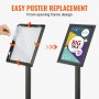 VEVOR Pedestal Sign Holder Adjustable Poster Stand 8.5 x 11 Inch Metal Base