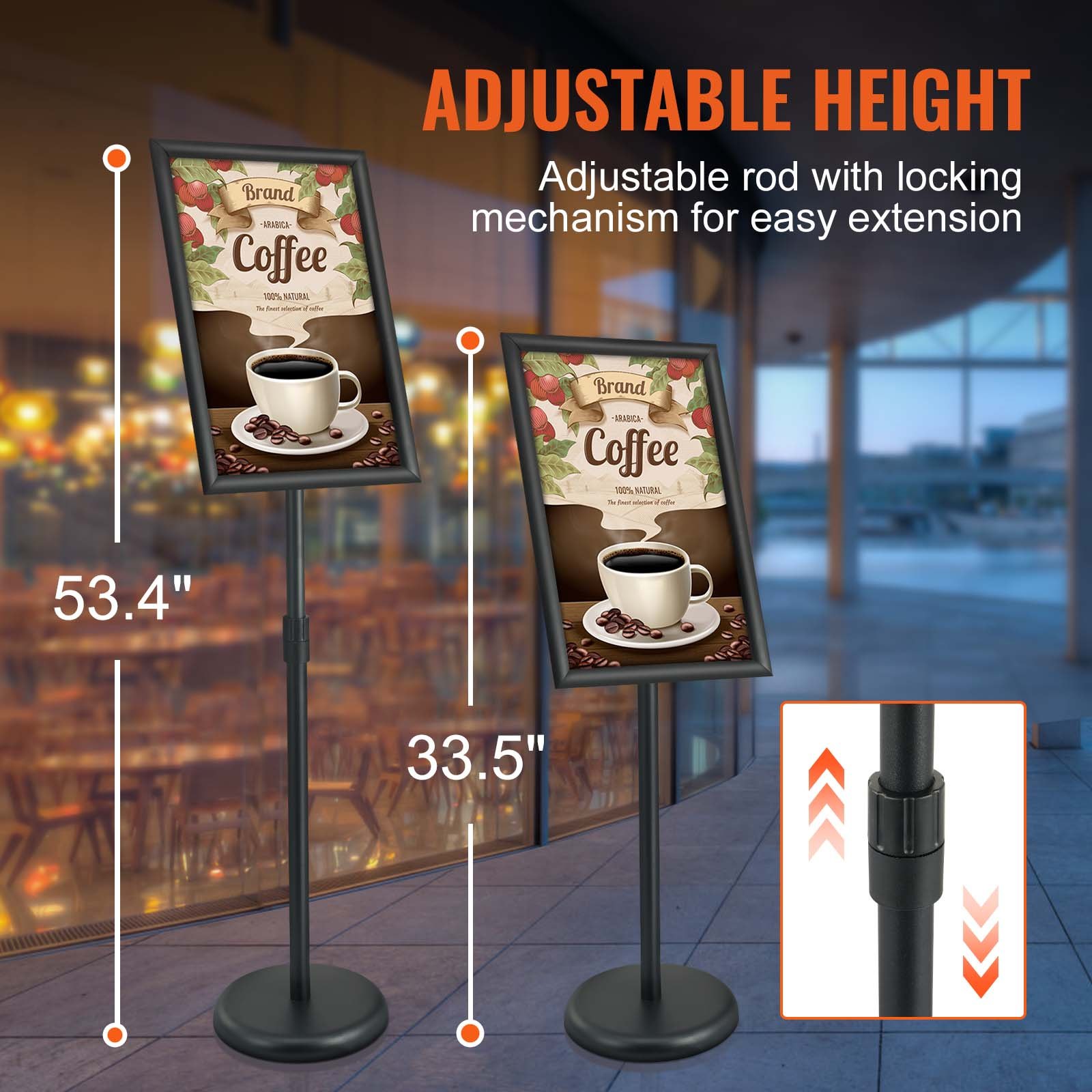 VEVOR Pedestal Sign Holder Adjustable Poster Stand 11 x 17 Inch Round Base