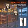 VEVOR Pedestal Sign Holder, 8.5 x 11 Inch Vertical and Horizontal Adjustable Poster Stand, Heavy-Duty Floor Standing Sign Holder with Round Base for Display, Advertisement, and Outdoor, Black