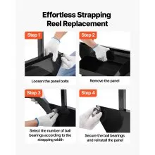 VEVOR Banding Strapping Cart, Fit for Steel Strapping Coils with 23.6 inches Core Outer Size, Heavy Duty Strapping Dispenser with Rubber Wheels, Suitable for Factory, Warehouse, Loading Area