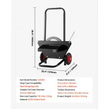 VEVOR Banding Strapping Cart, Fit for Steel Strapping Coils with 23.6 inches Core Outer Size, Heavy Duty Strapping Dispenser with Rubber Wheels, Suitable for Factory, Warehouse, Loading Area