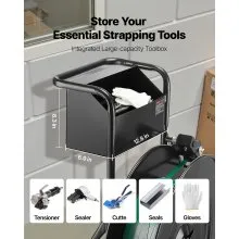 VEVOR Banding Strapping Cart, Fit for PET / PP / Steel Strapping Coils with 8 or 16 inches Core Size, Heavy Duty Strapping Dispenser Equipped with Upgrade Drum Brake, Built-in Spacious Tray for Tools